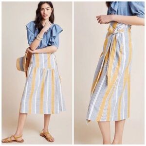 Anthropologie Maeve Laura Stripped Wrap Skirt